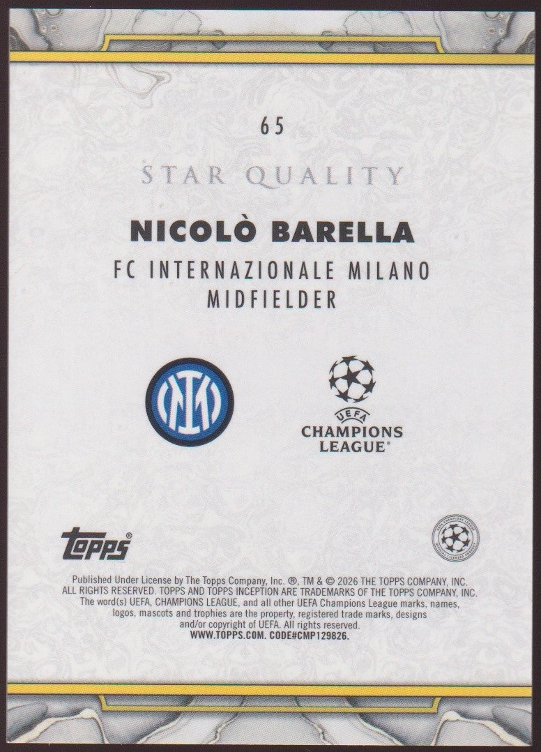 Topps Inception 2025-26 Nicolo Barella FC Internazionale Milano Parallel 96/199 – Bild 2