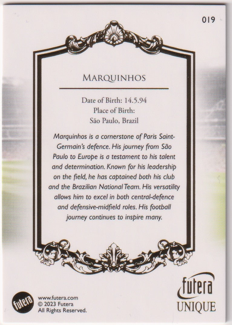 Futura Unique 2023-24 Marquinhos Paris Saint-Germain Parallel Rare 019 – Bild 2