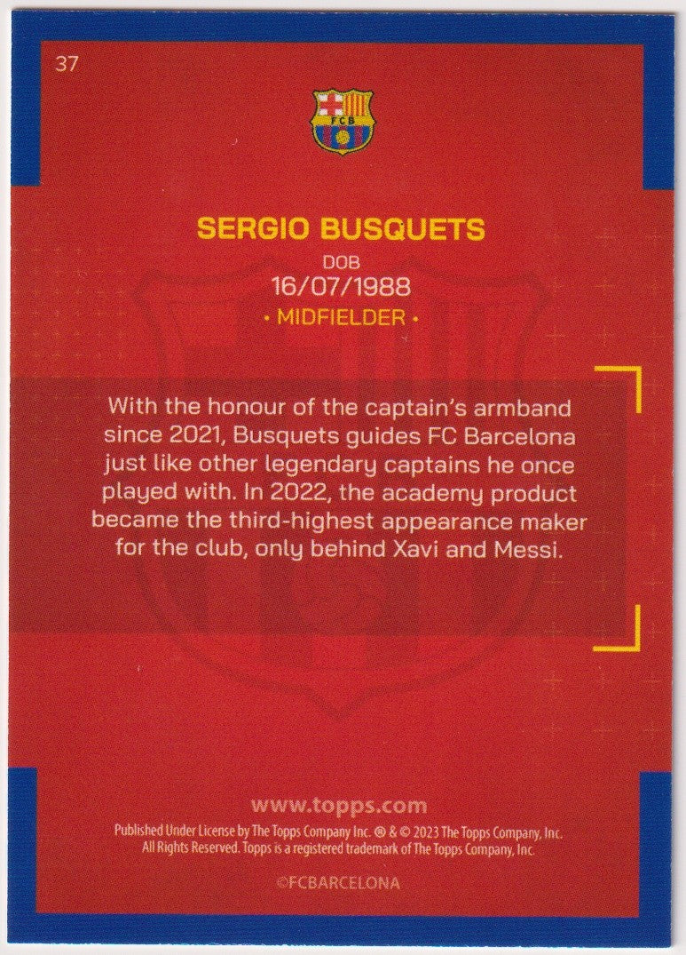 Topps Blaugrana 2022-23 Sergio Busquets FC Barcelona 2023-24 Parallel Rare – Bild 2