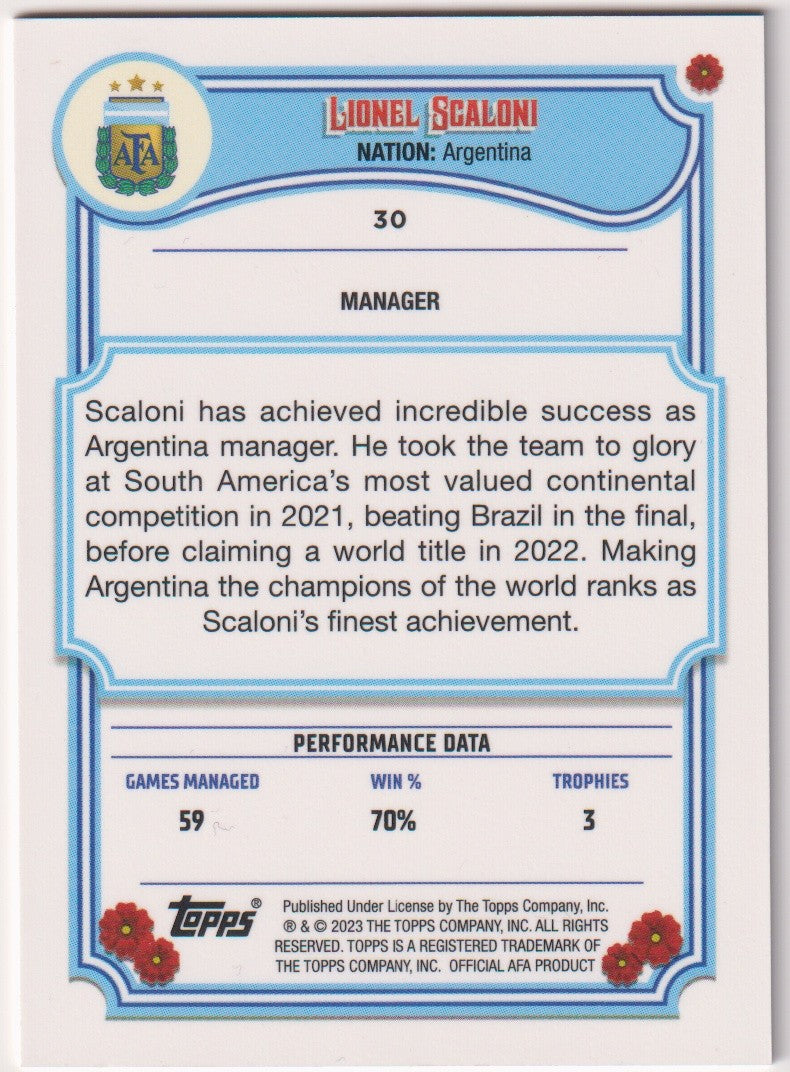 Topps 2023-24 Lionel Scaloni Argentinien Trainer Topps Parallel Rare 30 – Bild 2
