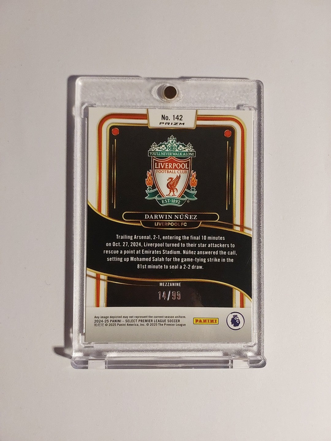 Panini Select 2024-25 Darwin Nunez Liverpool Parallel 14/99 Refractor Ultra Rare – Bild 2