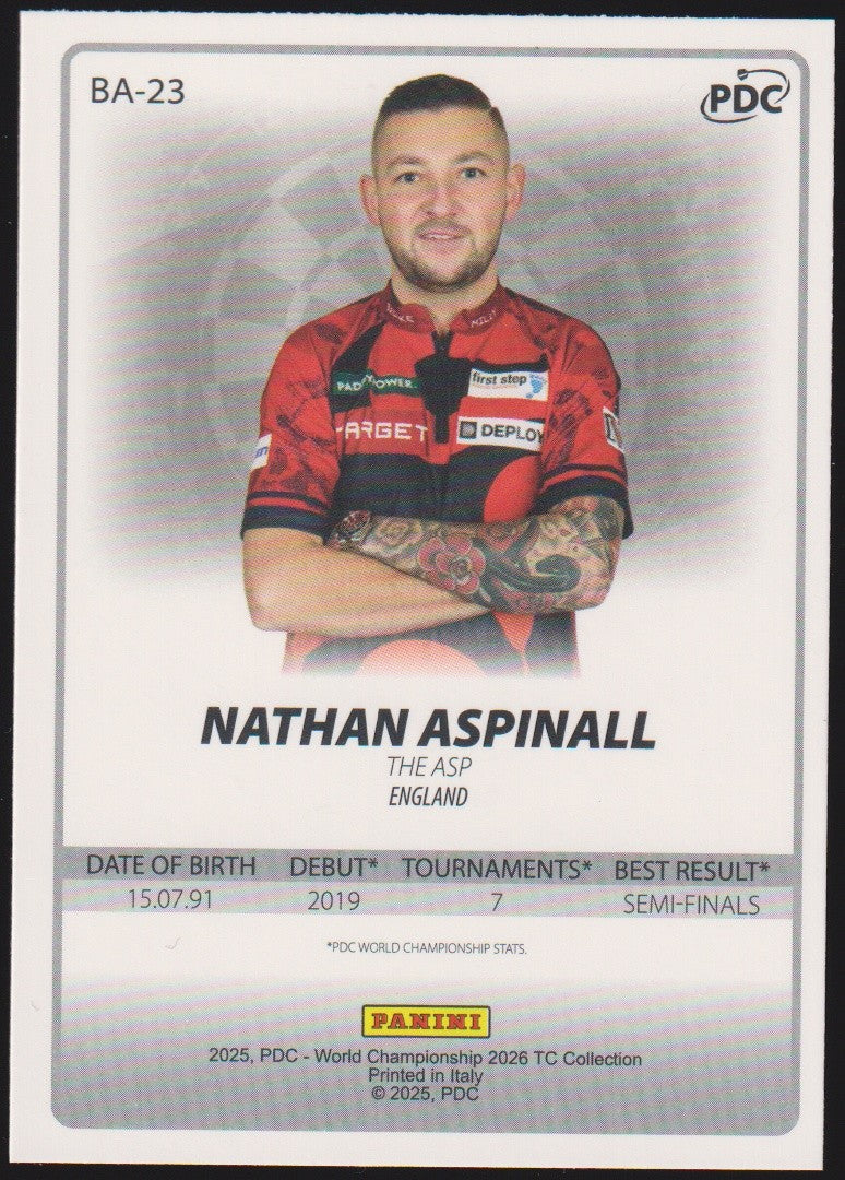 Panini PDC World Championship 2026 Nathan Aspinall "The ASP" Refractor Parallel – Bild 2