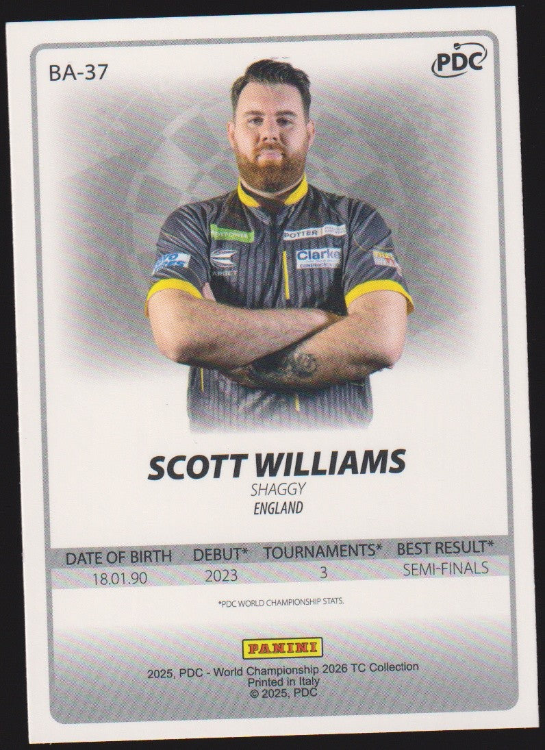 Panini PDC World Championship 2026 Scott Williams "Shaggy" Refractor Parallel – Bild 2