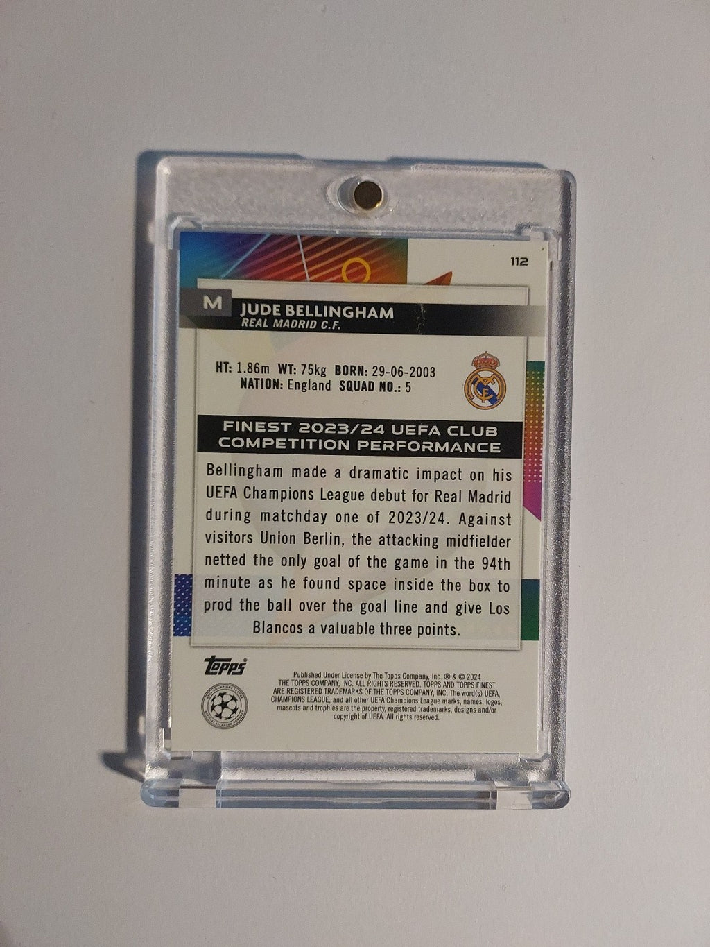 Topps Finest 2023-24 Jude Bellingham Real Madrid England Parallel Ultra Rare Hit – Bild 2