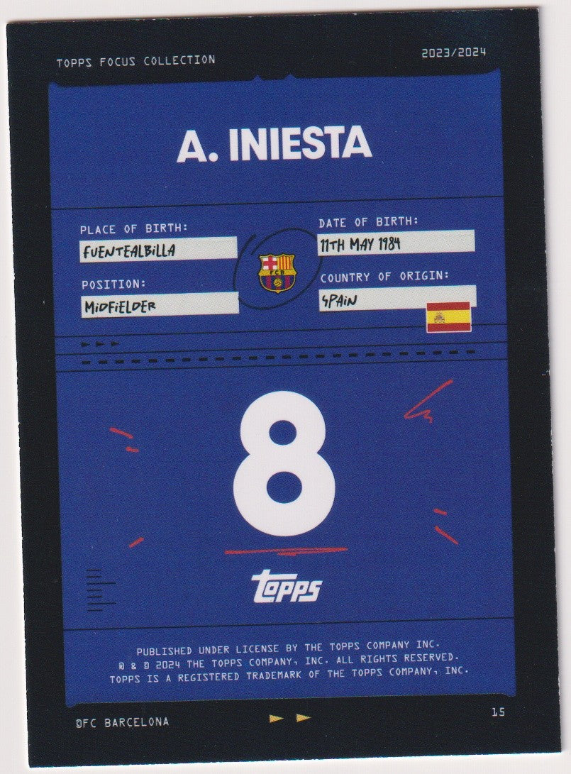 Topps Focus Collection 2023-24 Andres Iniesta FC Barcelona Parallel Rare – Bild 2