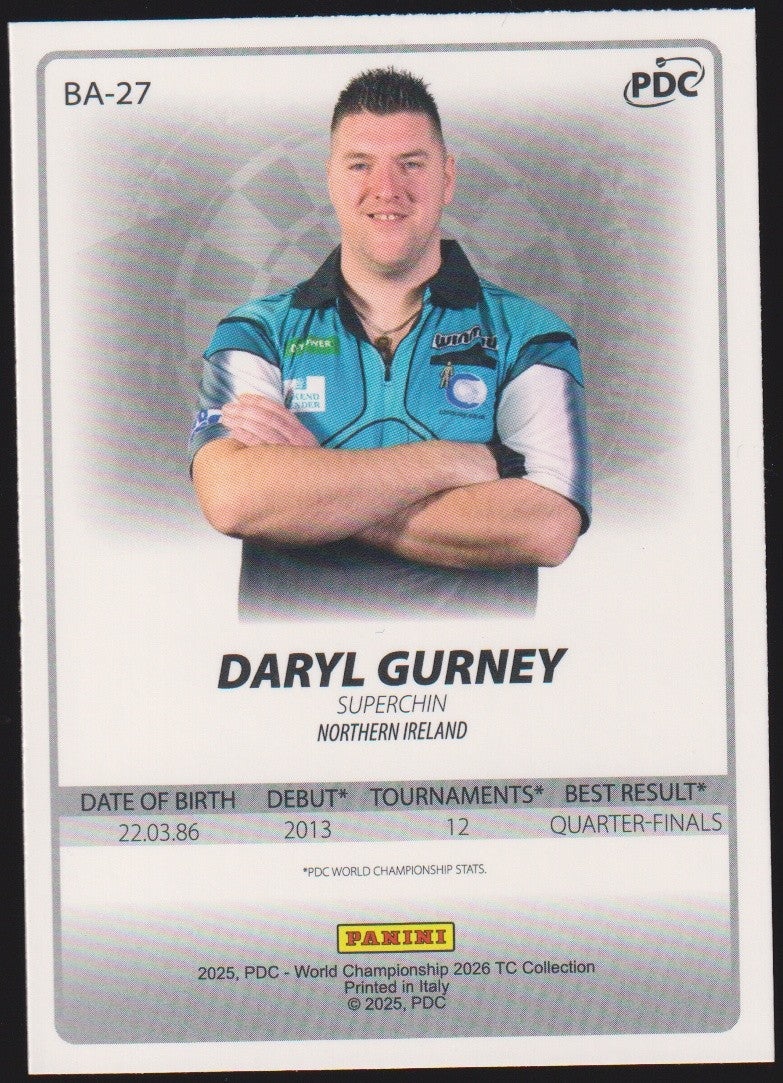 Panini PDC World Championship 2026 Daryl Gurney "Superchin" Refractor Parallel – Bild 2