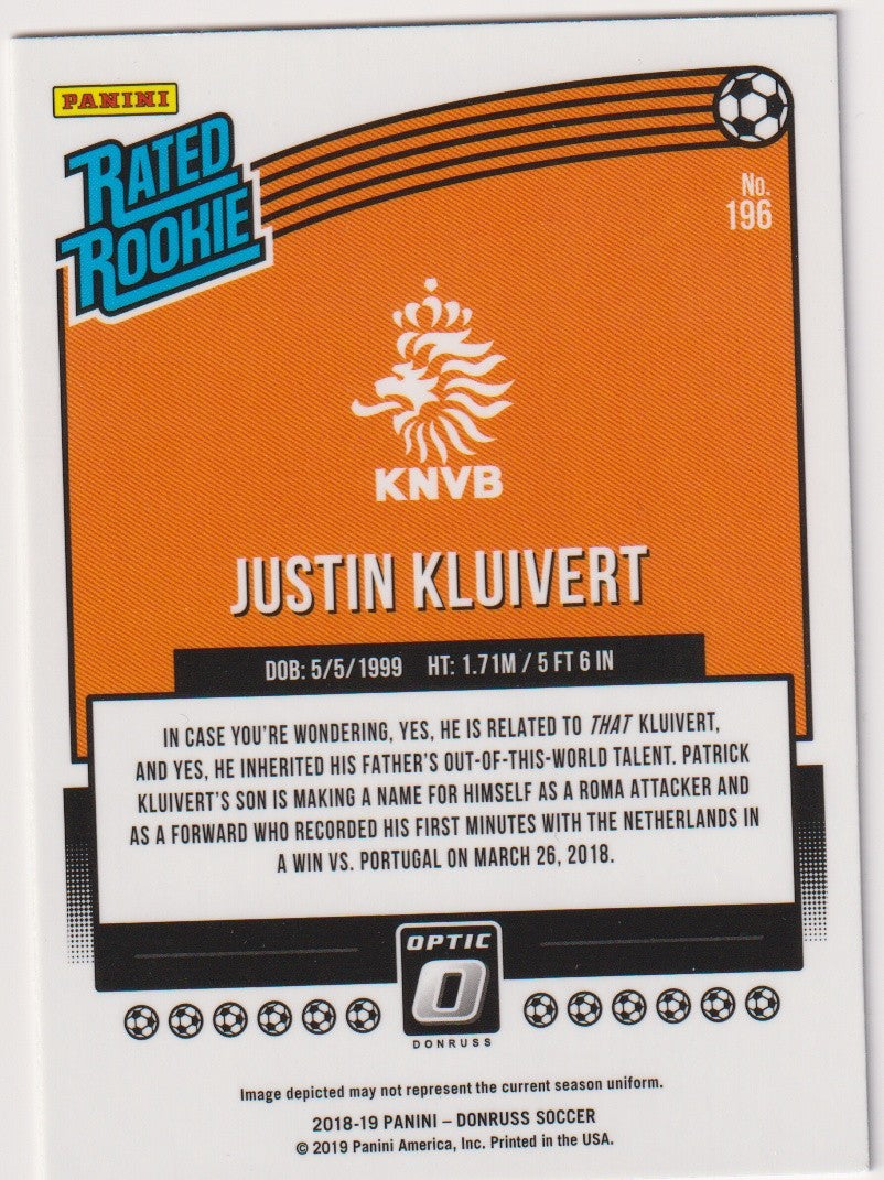 Panini Donruss Optic 2018-19 Justin Kluivert Rookie Netherlands Parallel Rare – Bild 2