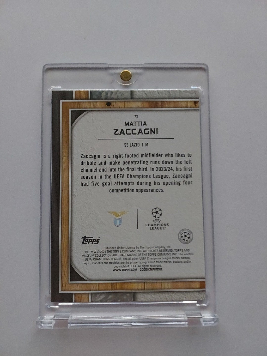Topps Museum UCC 2023-24 Mattia Zaccagni Lazio Rom Nummeriert 5/25 Parallel – Bild 2