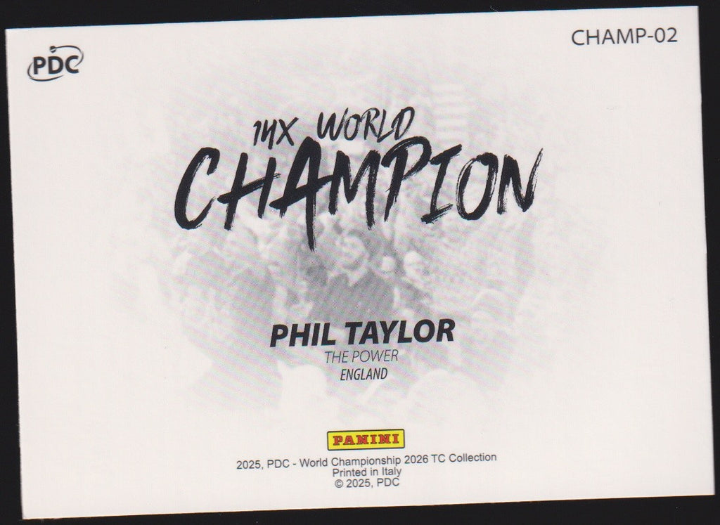 Panini PDC World Championship 2026 Phil Taylor "The Power" Refractor Parallel – Bild 2