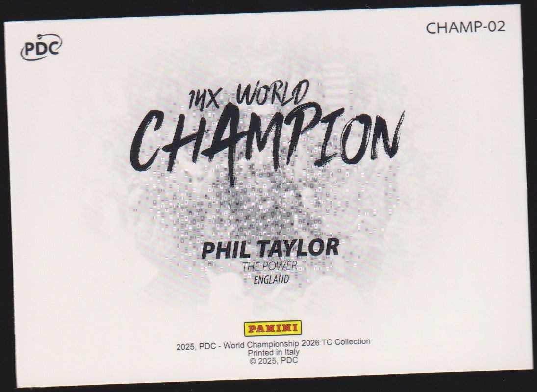Panini PDC World Championship 2026 Phil Taylor "The Power" Refractor Parallel – Bild 2