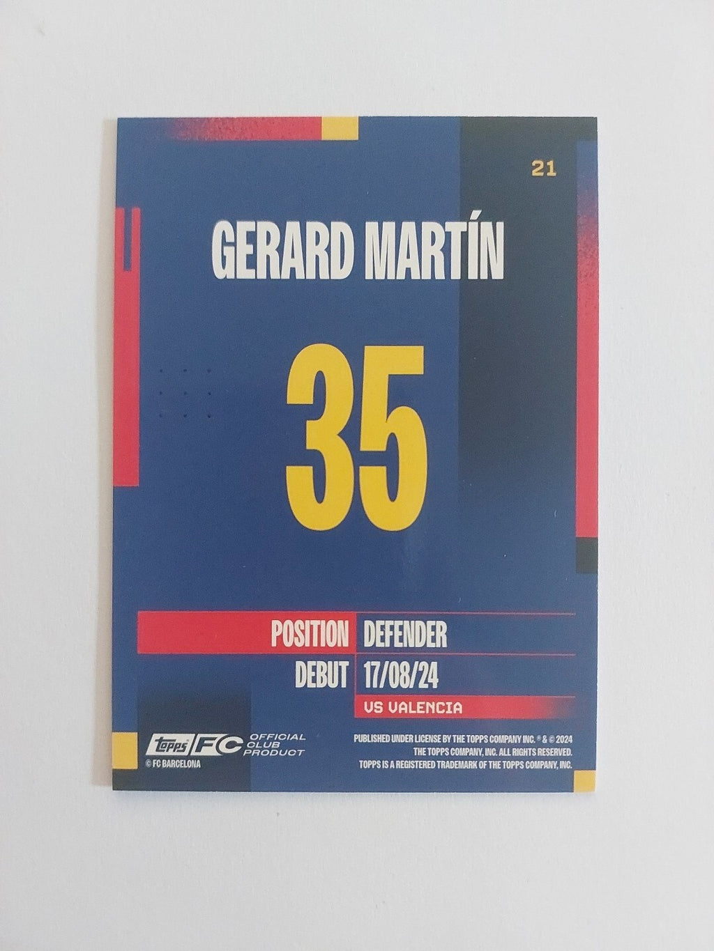Topps Barcelona Team Set 2024-25 Gerard Martin Rookie Static Foil Parallel – Bild 2
