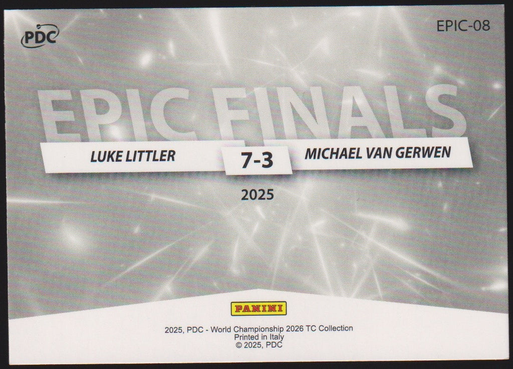 Panini PDC World Championship 2026 Van Gerwen & Littler Refractor Parallel – Bild 2
