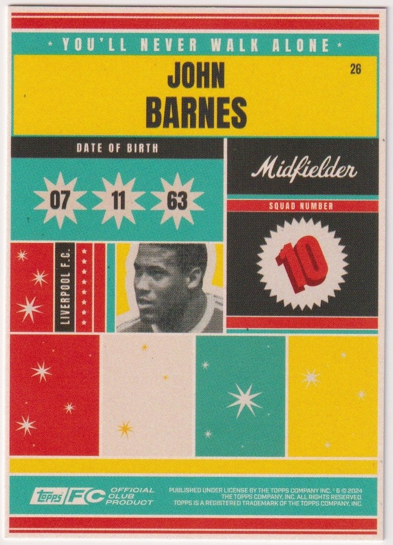 Topps You'll Never Walk Alone 2023-24 John Barnes Liverpool FC Parallel Rare – Bild 2