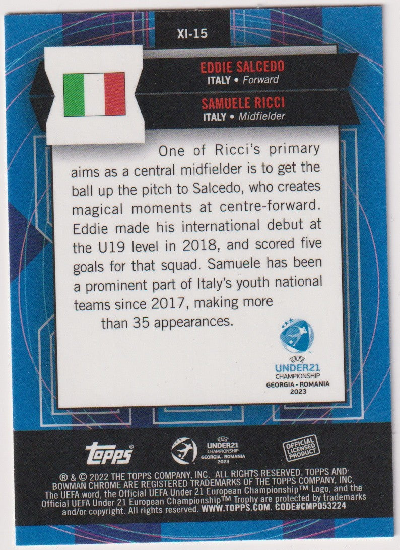 Topps Chrome 2023-24 Salcedo & Ricci Italien XI inevitables Parallel Rare XI-15 – Bild 2