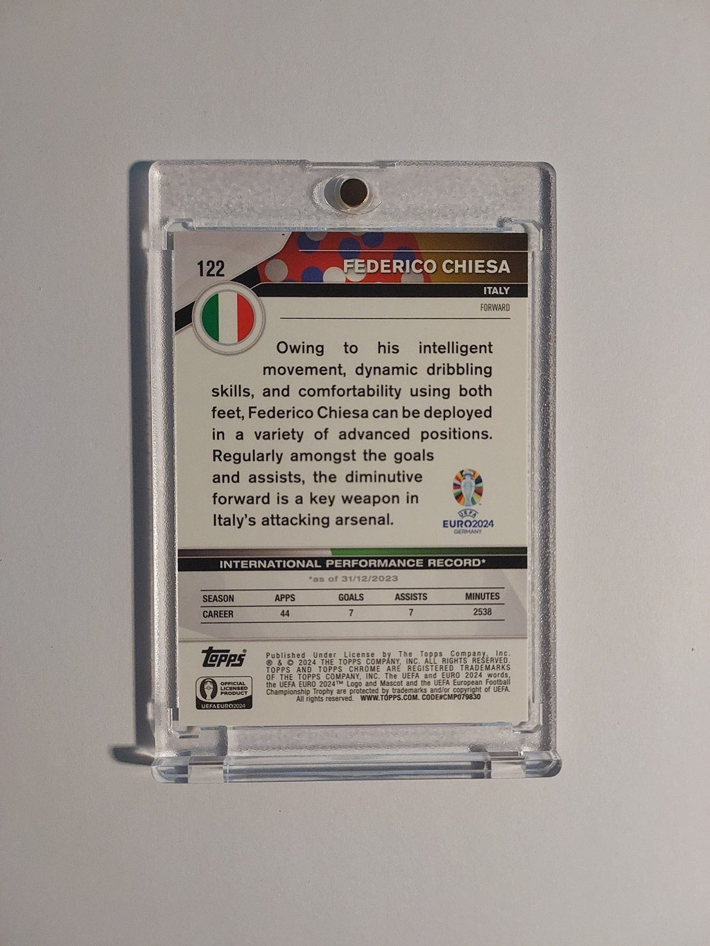 Topps Uefa Euro 2024 Federico Chiesa Italien Parallel 103/150 Refractor Rare Hit – Bild 2