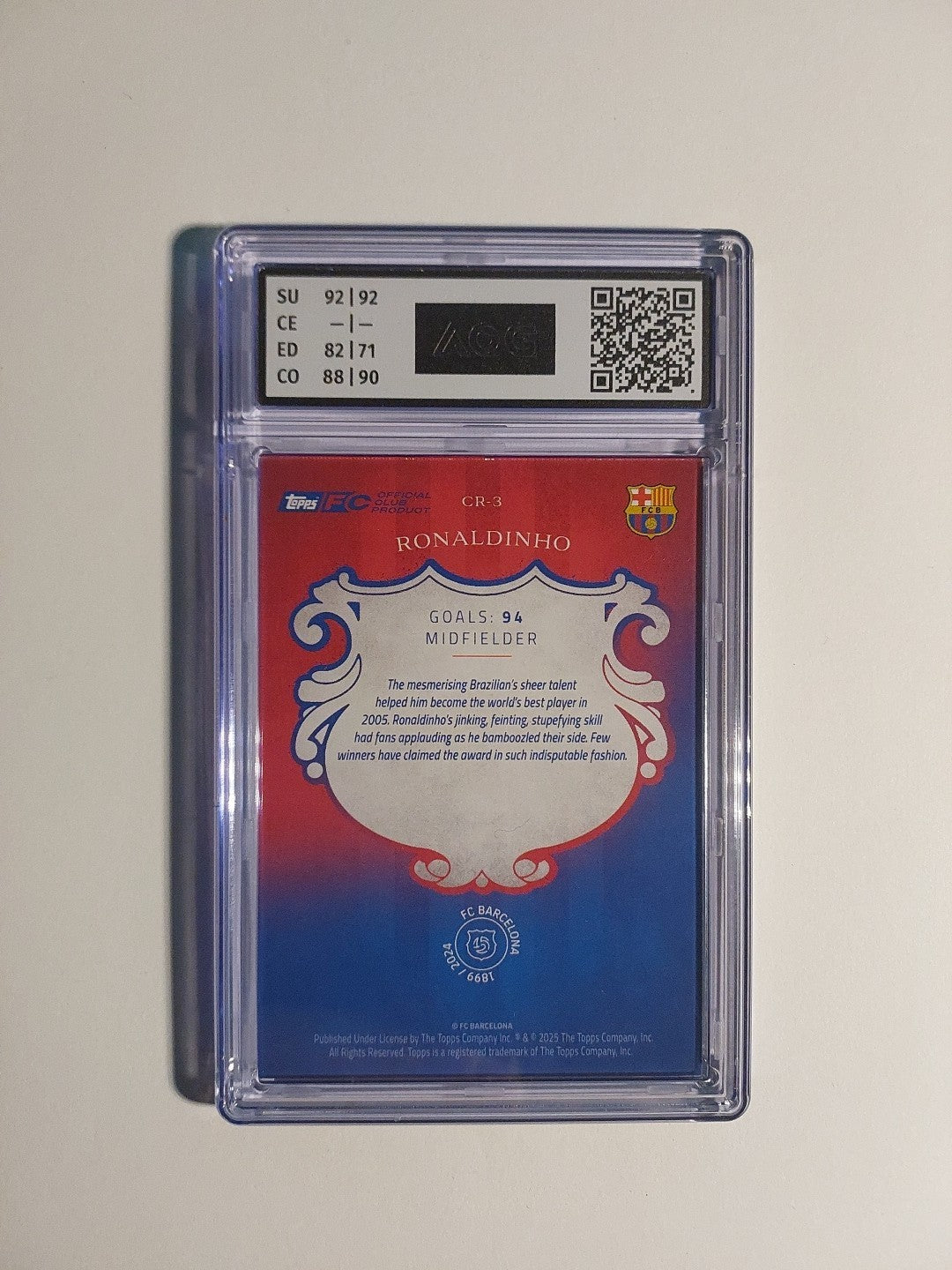 Topps 125 Jahre Barcelona 2024-25 Ronaldinho Barcelona Parallel AOG 8.5 = PSA – Bild 2