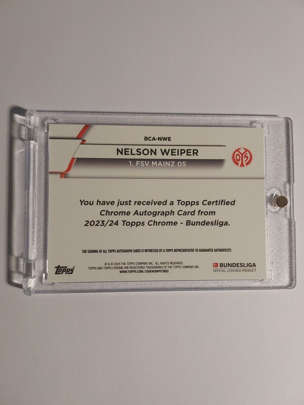 Topps Chrome 23-24 Nelson Weiper Mainz Auto Nummeriert 55/75 Parallel Refractor – Bild 2