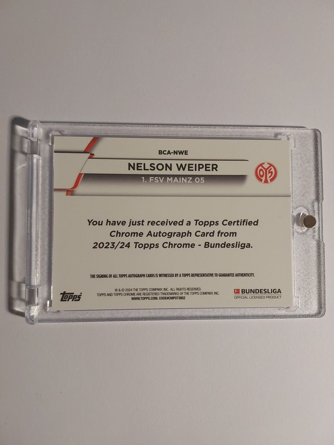 Topps Chrome 23-24 Nelson Weiper Mainz Auto Nummeriert 55/75 Parallel Refractor – Bild 2