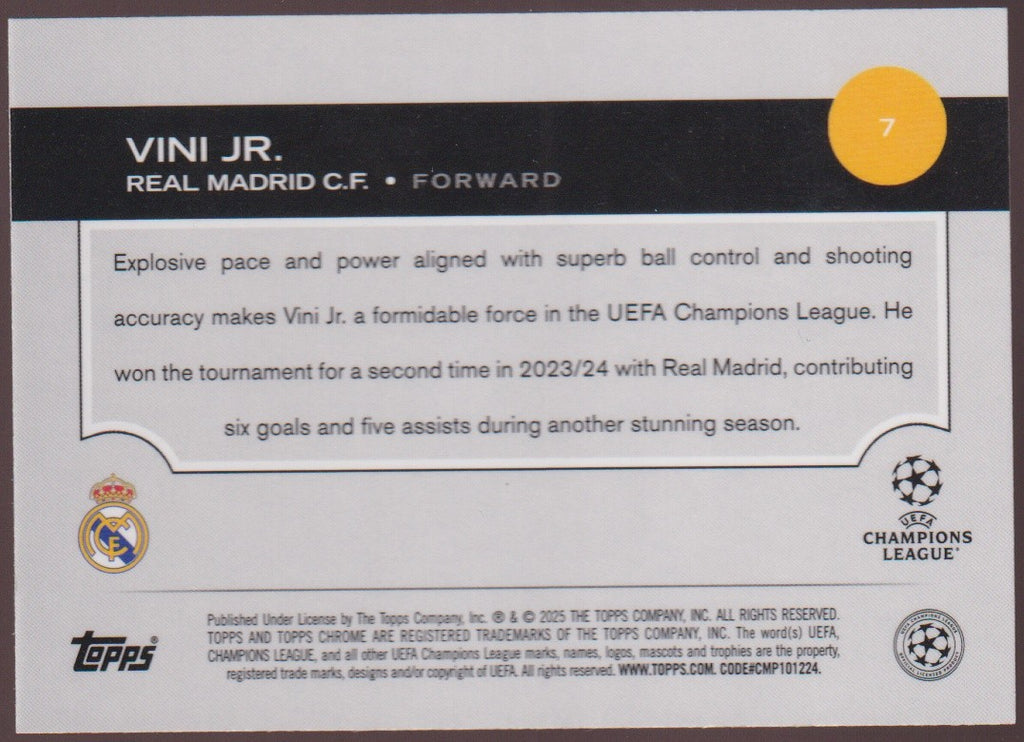 Topps Chrome Champions League 2024-25 Vini Jr. Real Madrid C.F. Parallel Rare – Bild 2