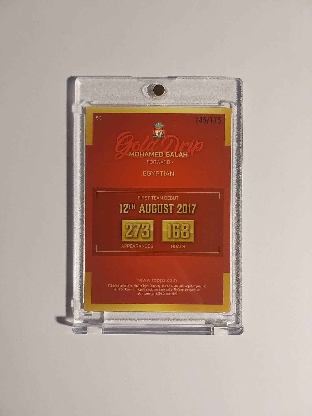 Topps Liverpool Gold Drip 2022-23 Mohamed Salah Parallel 145/175 Refractor Rare – Bild 2