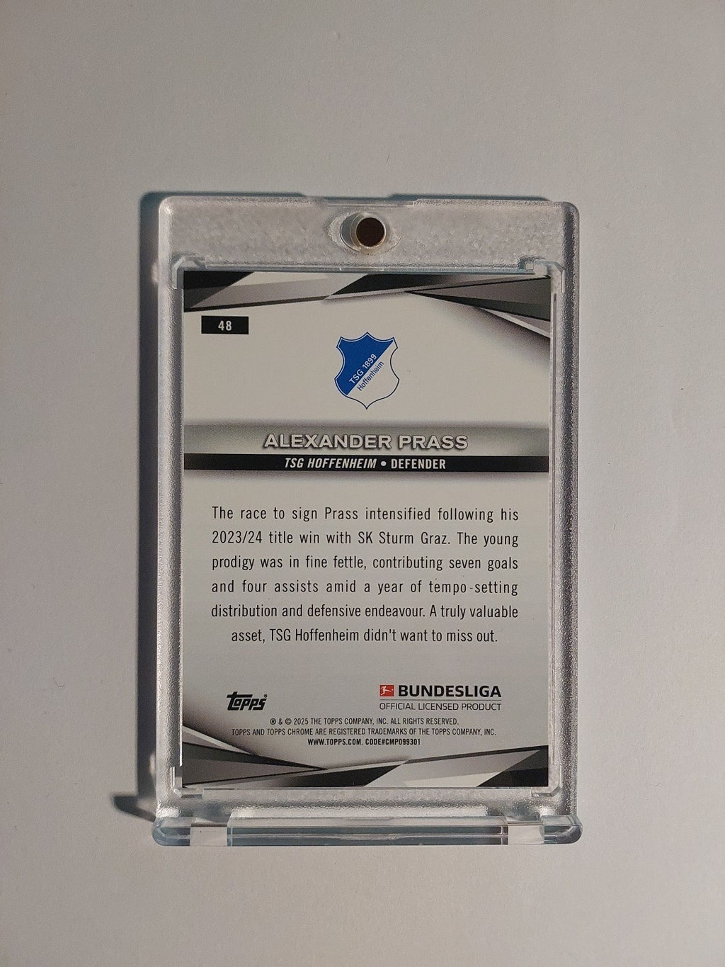 Topps Chrome Bundesliga 2025-26 Alexander Prass Hoffenheim Parallel 107/125 Rare – Bild 2