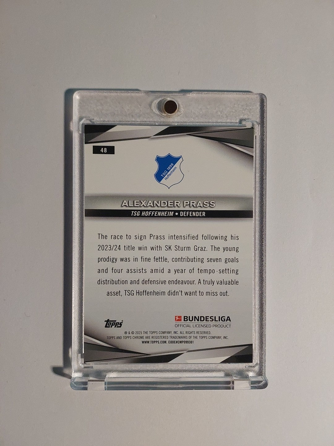 Topps Chrome Bundesliga 2025-26 Alexander Prass Hoffenheim Parallel 107/125 Rare – Bild 2