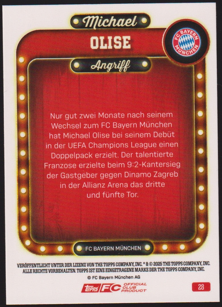 Topps 2024-25 Michael Olise FC Bayern München Parallel 093/199 Rare – Bild 2