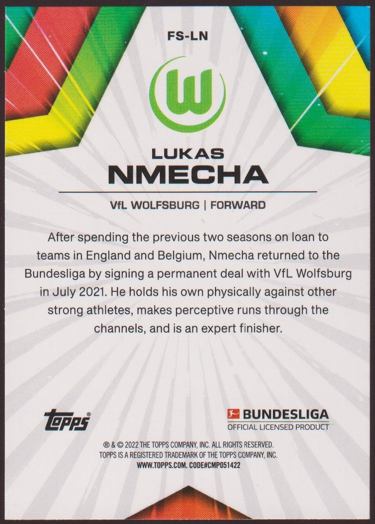Topps Future Stars 2021-22 Lukas Nmecha VfL Wolfsburg Parallel Rare – Bild 2