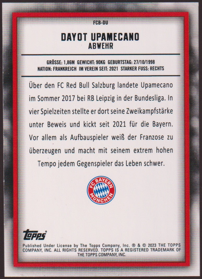 Topps 2022-23 Dayot Upamecano FC Bayern München Parallel Refractor – Bild 2