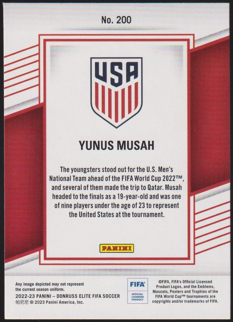Panini 2022-23 - DonRuss Elite FIFA Soccer Yunus Musah United States Parallel – Bild 2