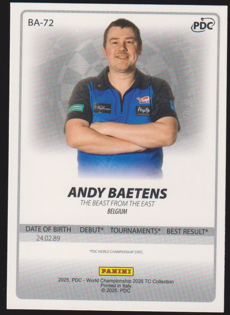 Panini PDC World Championship 2026 Andy Baetens Refractor Parallel – Bild 2