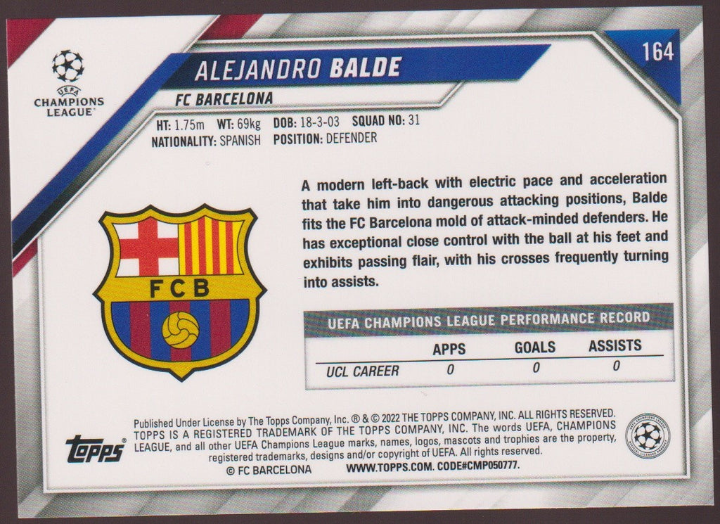 Topps 2021-22 Alejandro Balde Rookie FC Barcelona Parallel Rare – Bild 2
