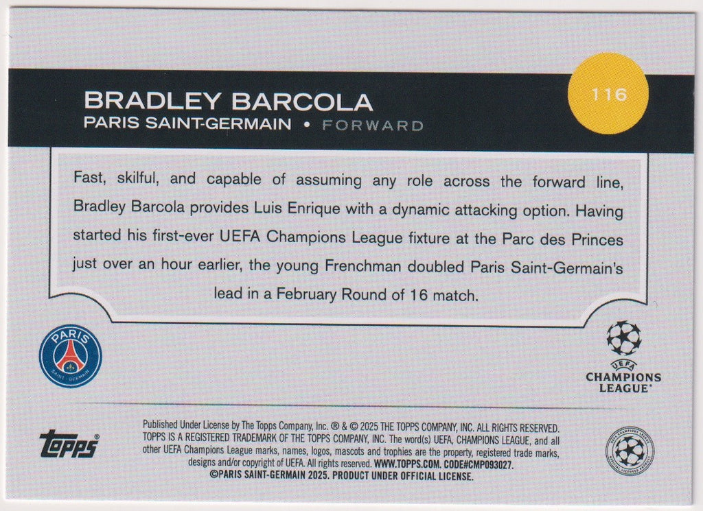 Topps Future Stars 2025-26 Bradley Barcola Rookie Paris Saint-Germain All-Star – Bild 2