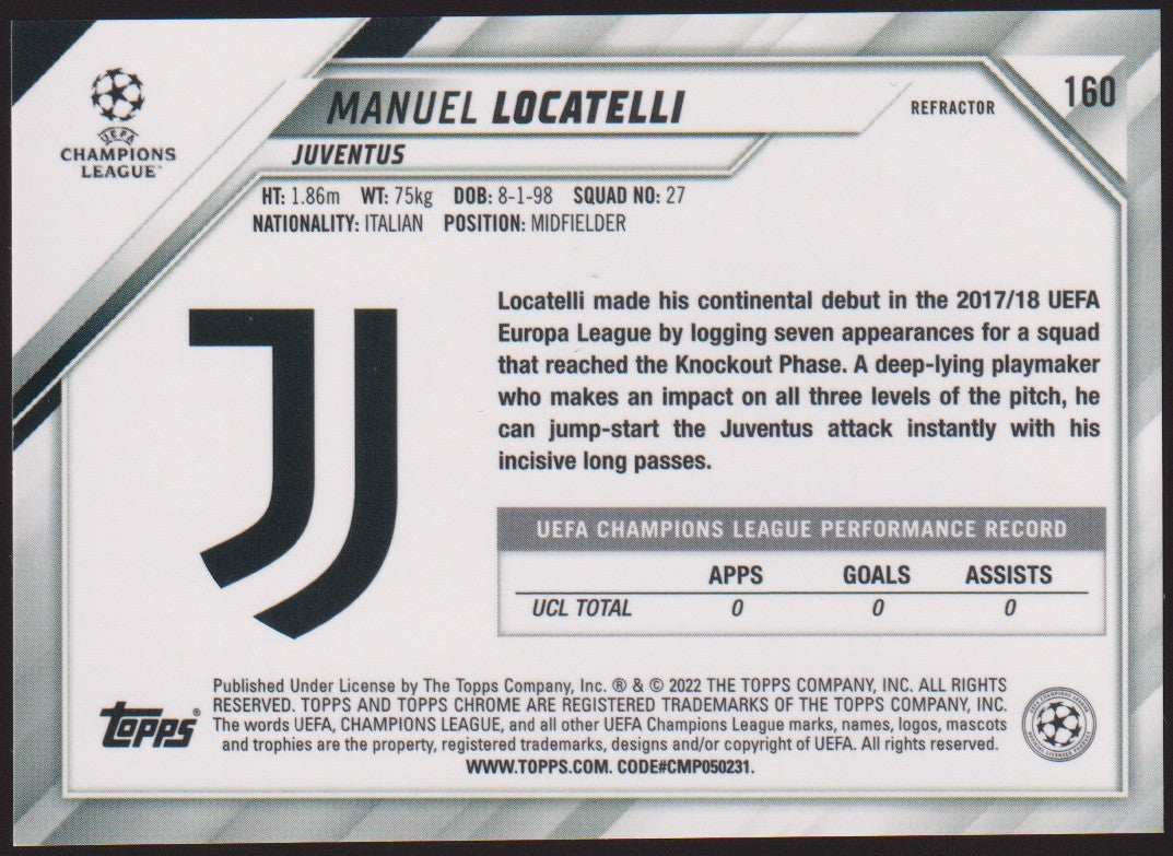Topps Chrome 2021-22 Manuel Locatelli Juventus Parallel Refractor – Bild 2