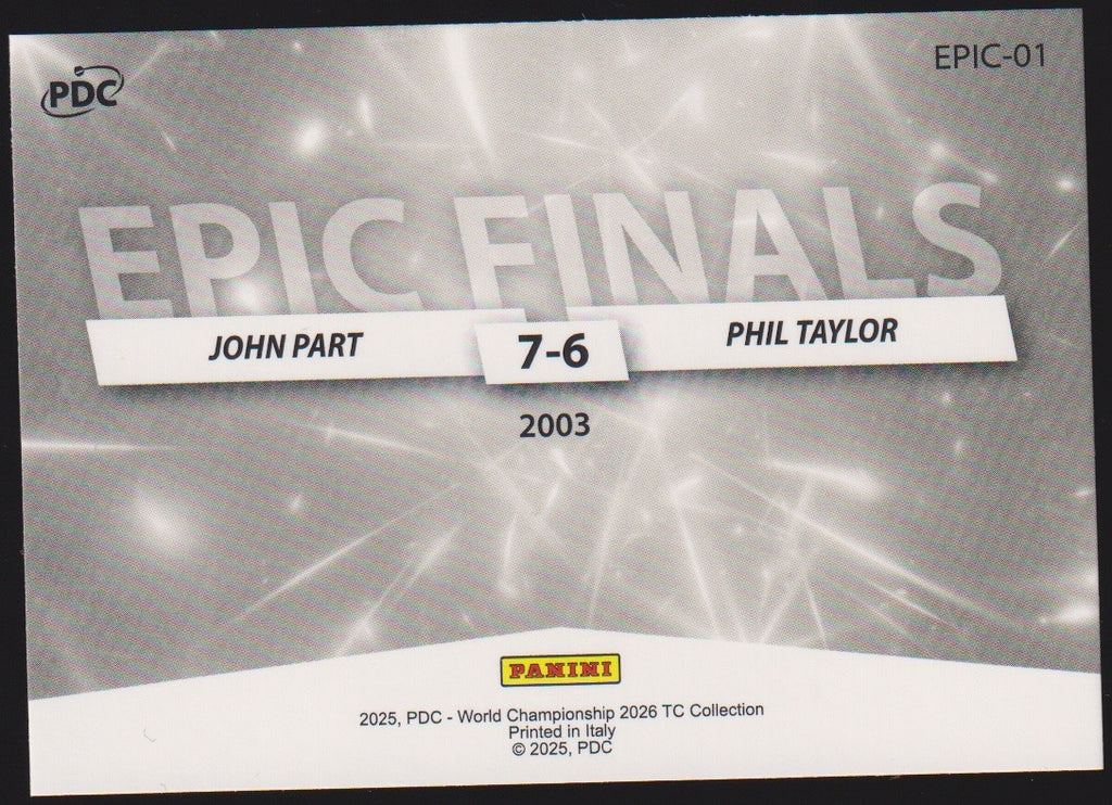 Panini PDC World Championship 2026 John Part & Phil Taylor Refractor Parallel – Bild 2