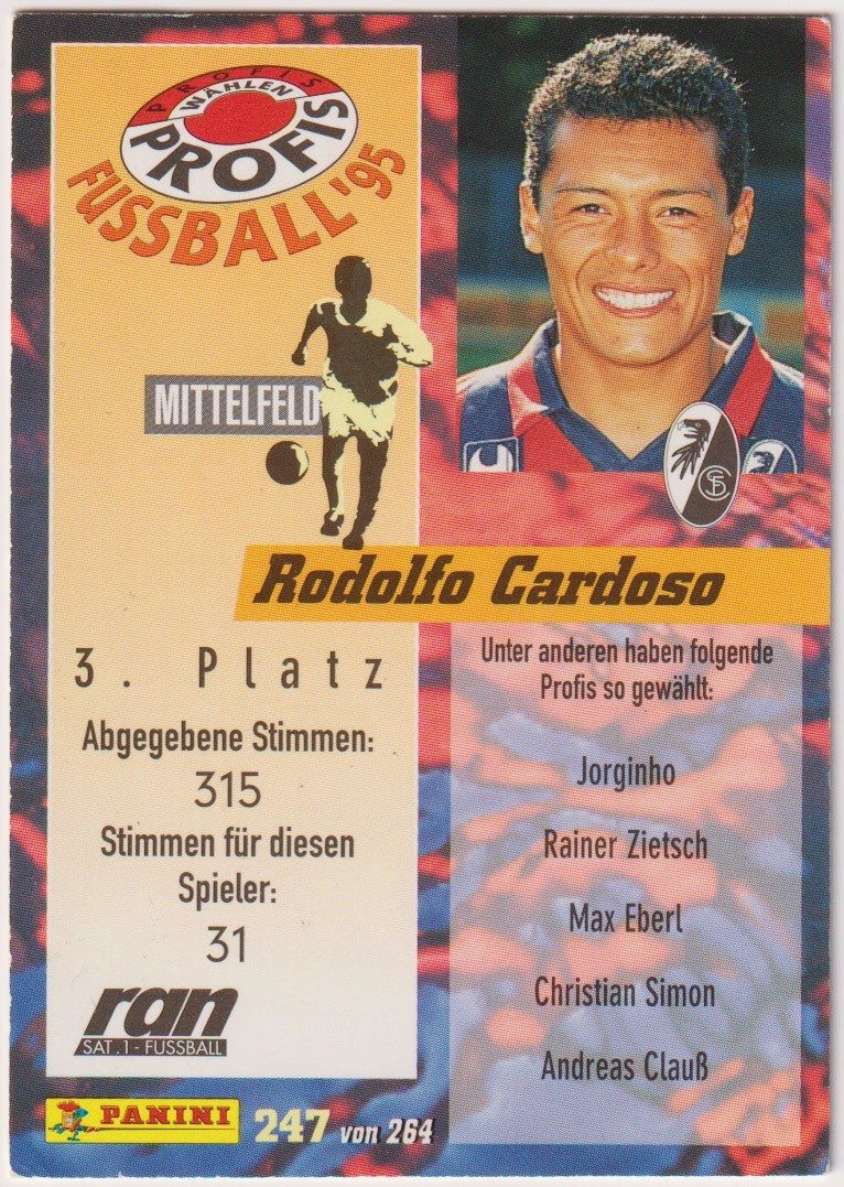 Panini PROFIS WÄHLEN Rodolfo Cardoso Freiberug Fußball '95 Parallel Rare – Bild 2