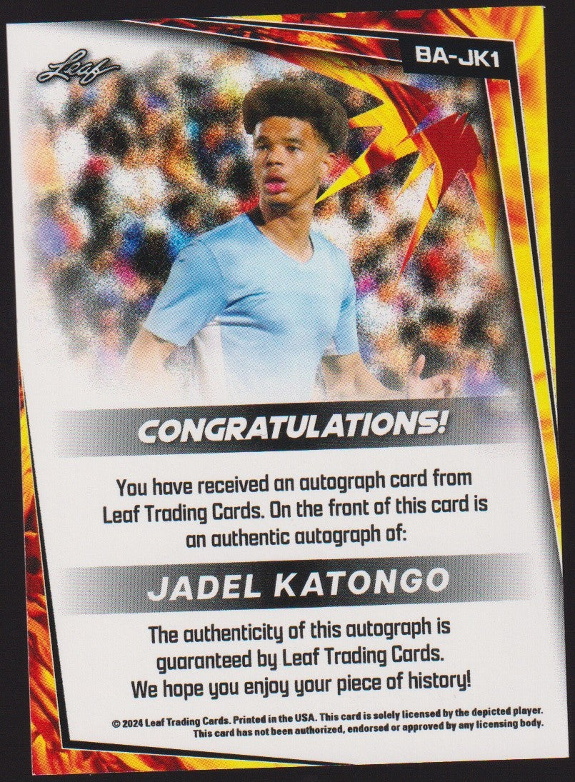 Leaf BA-JK1 2023-24 JADEL KATONGO Auto Manchester City Parallel Rare – Bild 2