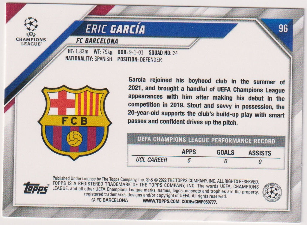 Topps 2022-23 Eric García Rookie FC Barcelona Parallel Rare – Bild 2