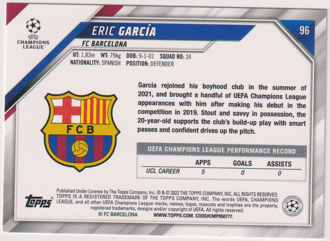 Topps 2022-23 Eric García Rookie FC Barcelona Parallel Rare – Bild 2