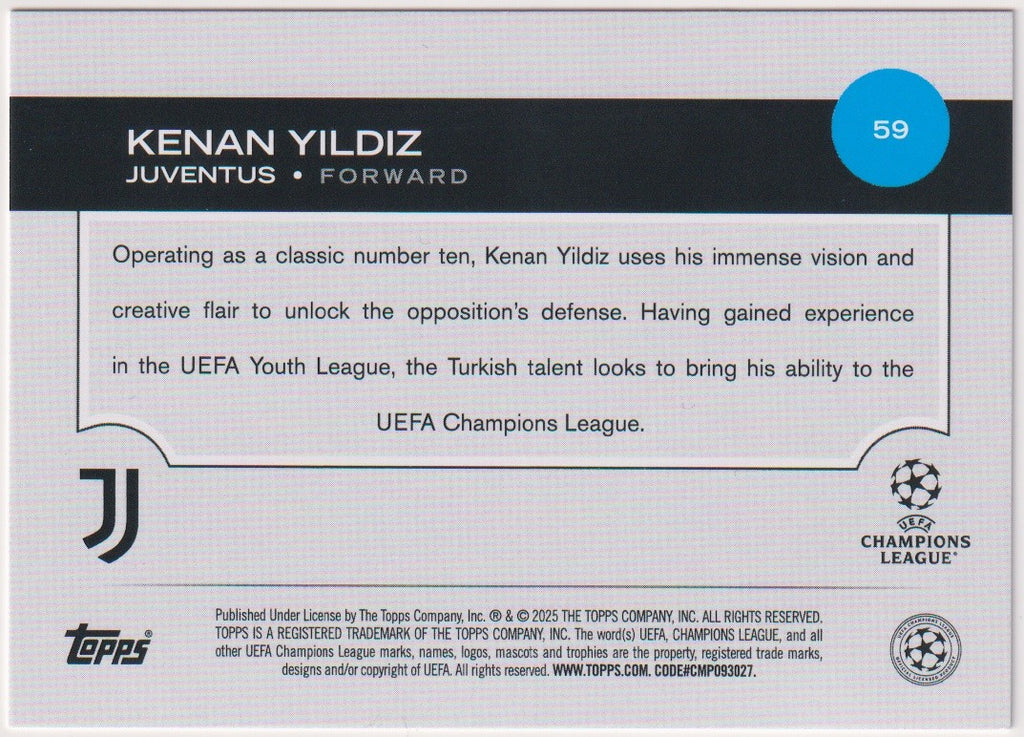 Topps Future Stars 2025-26 Kenan Yildiz Rookie Juventus All-Star Rookie Parallel – Bild 2