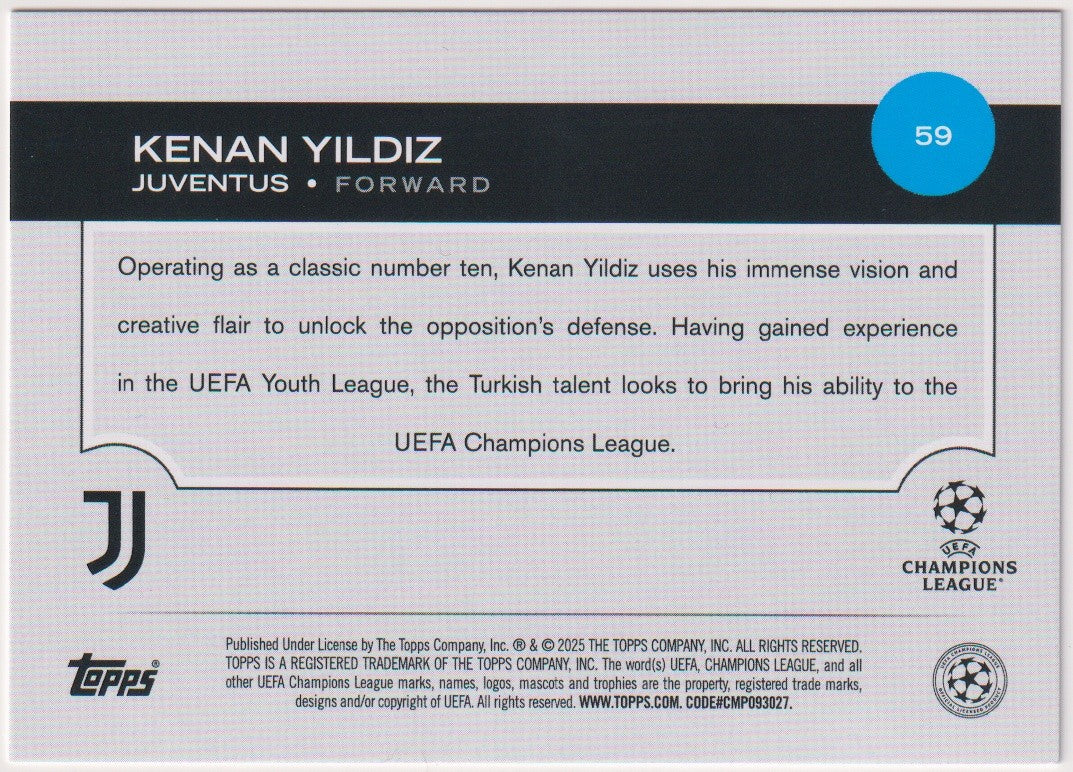 Topps Future Stars 2025-26 Kenan Yildiz Rookie Juventus All-Star Rookie Parallel – Bild 2