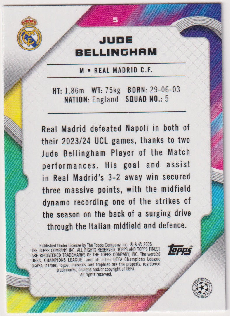 Topps Finest 2023-24 Jude Bellingham Real Madrid C.F. Parallel 248/275 Rare – Bild 2