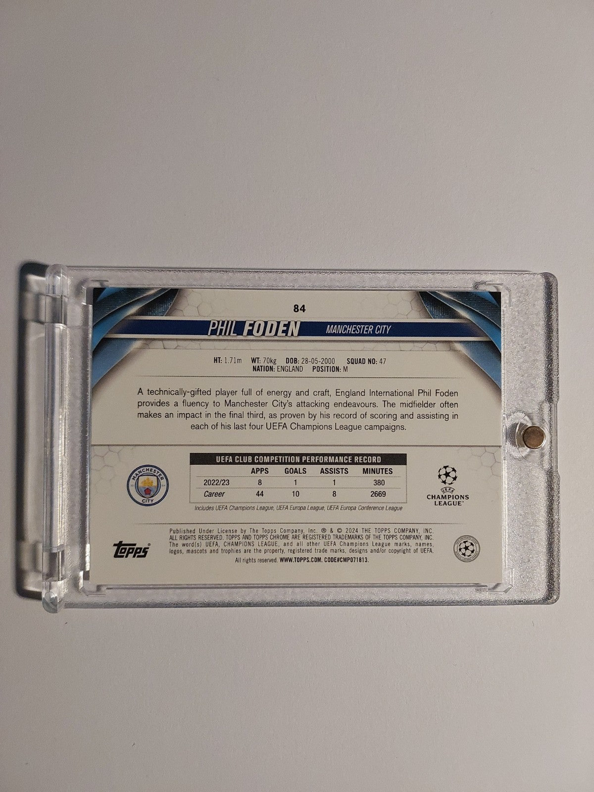 Topps UCC Chrome 2023-24 Phil Foden Manchester City Parallel 125/225 Refractor – Bild 2