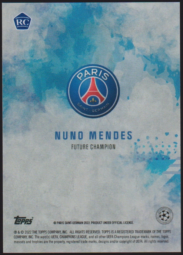 Topps 2021-22 Nuno Mendes Rookie Paris Saint-Germain Future Champion Parallel – Bild 2