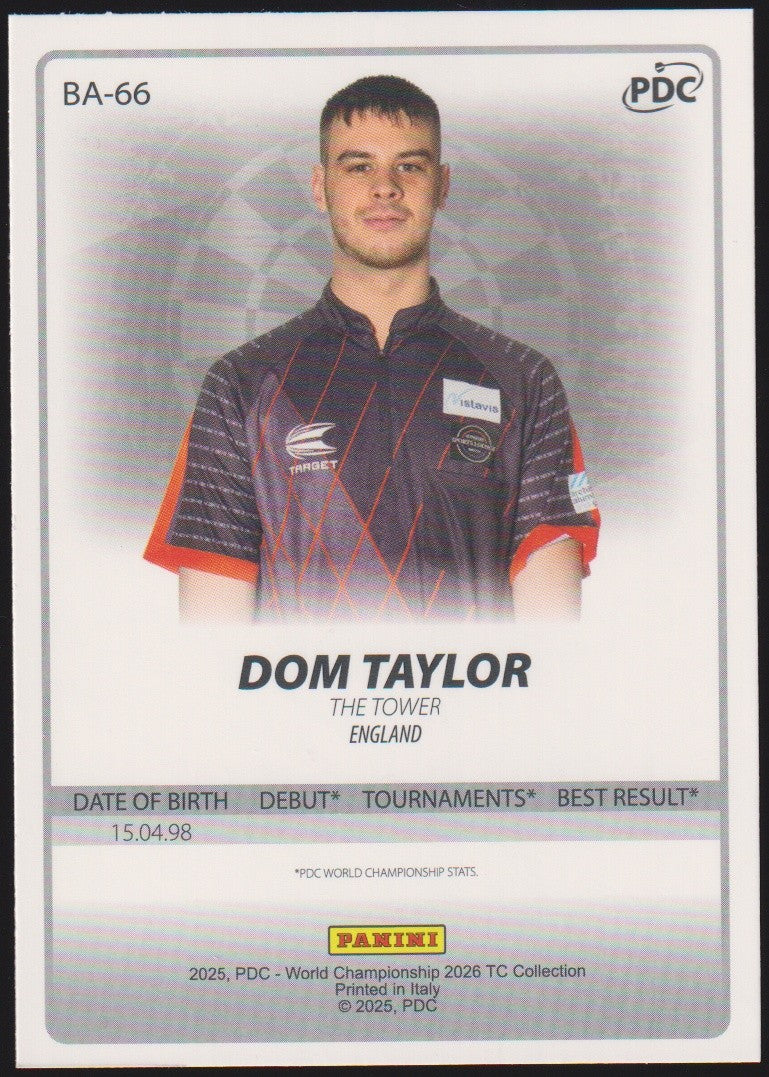 Panini PDC World Championship 2026 DOM TAYLOR Refractor Parallel – Bild 2