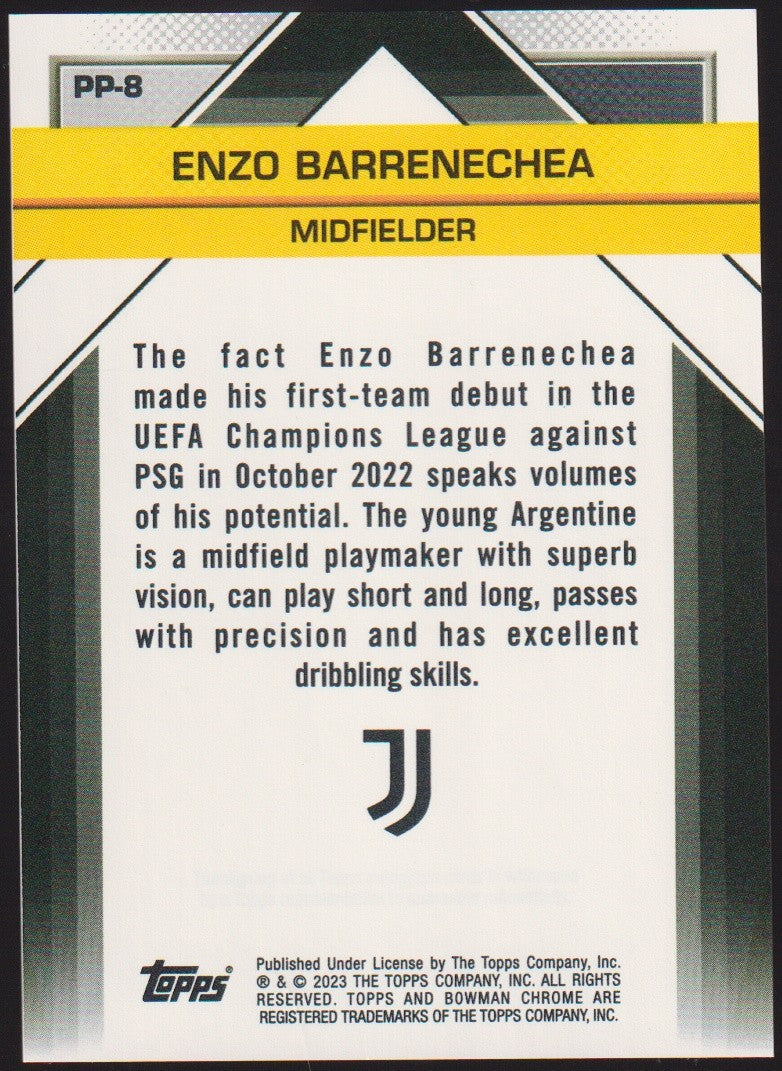 Topps Chrome 2022-23 Enzo Barrenechea Rookie Juventus Parallel Rare Nr. PP-8 – Bild 2