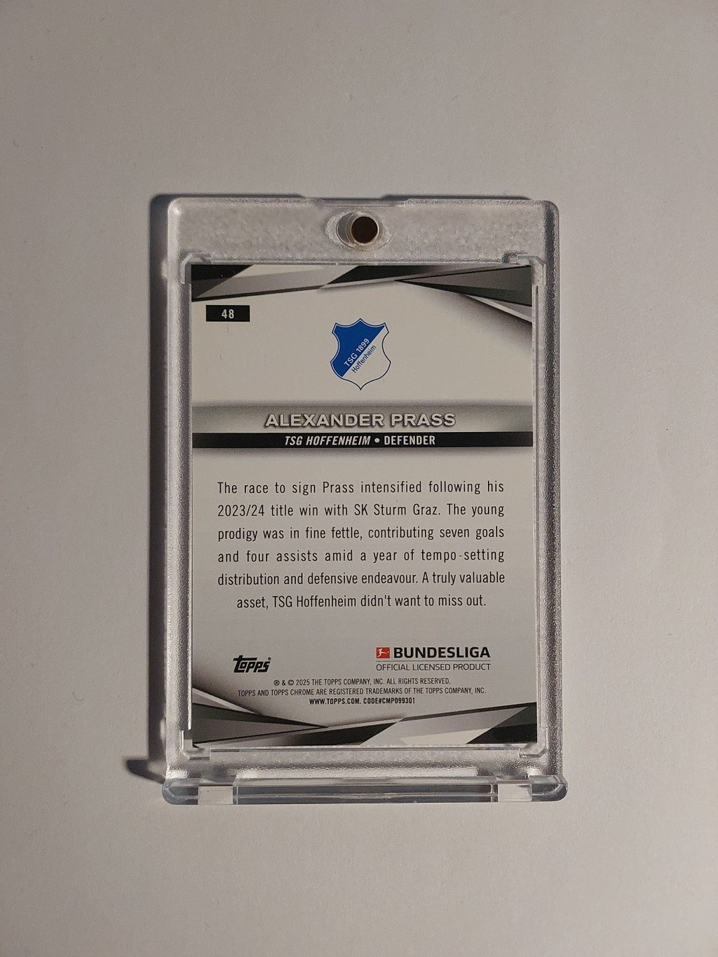 Topps Chrome Bundesliga 2025-26 Alexander Prass Hoffenheim Parallel 190/199 Rare – Bild 2
