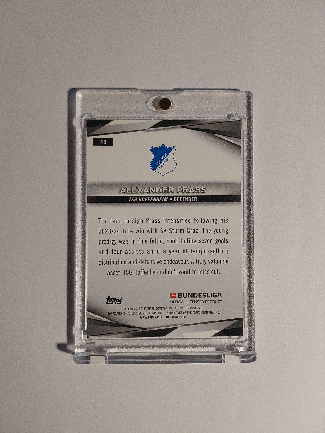 Topps Chrome Bundesliga 2025-26 Alexander Prass Hoffenheim Parallel 190/199 Rare – Bild 2