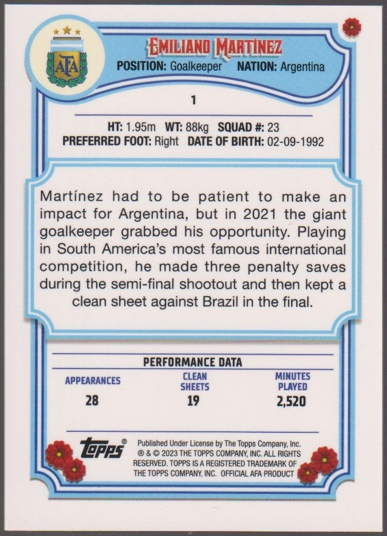 Topps 2023-24 Emiliano Martinez Argentina Parallel Rare #23 – Bild 2