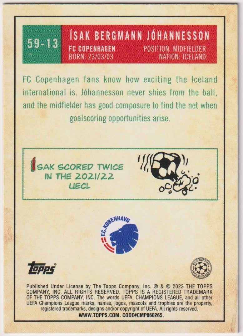 Topps Champions League 2021-22 Isak Bergmann Johannesson Copenhagen Parallel RC – Bild 2